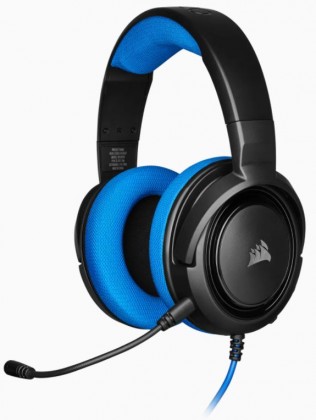 Sluchátka přes hlavu herní sluchátka corsair s mikrofonem hs35 - modrá (eu)